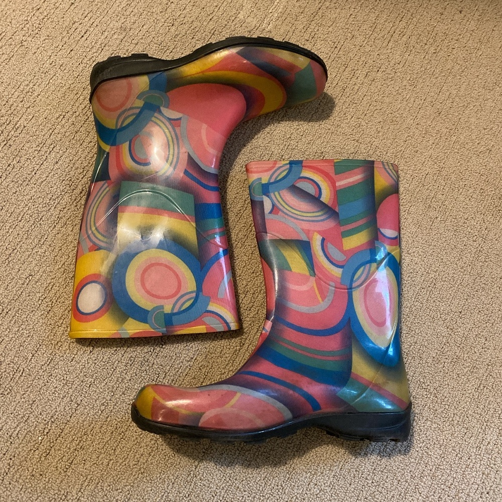 Colorful vintage mod rain boots